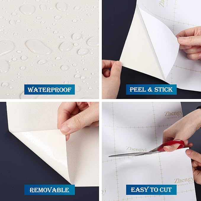 FunStick 24" x 200" Solid Cream White Contact Paper Decorative Peel and Stick - Image 2