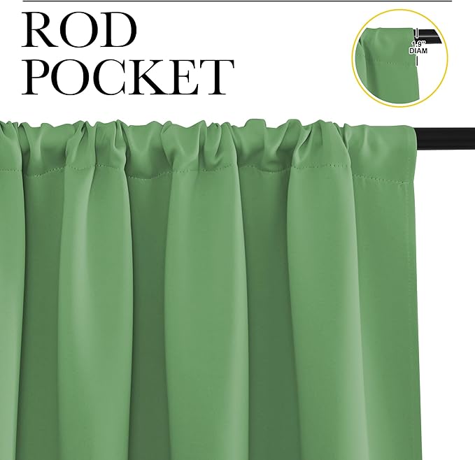 NICETOWN Blackout Curtains for Bedroom, Froest Green, 1 Pair, 62 by 63-inch - Image 2