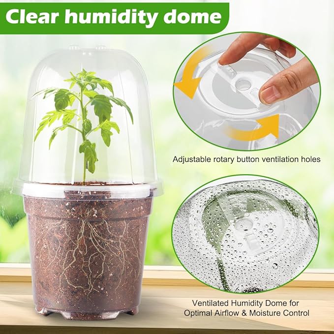 6 Inch Clear Nursery Pots with Humidity Dome, 15 Pack Durable Seed Starting Pot - Image 2
