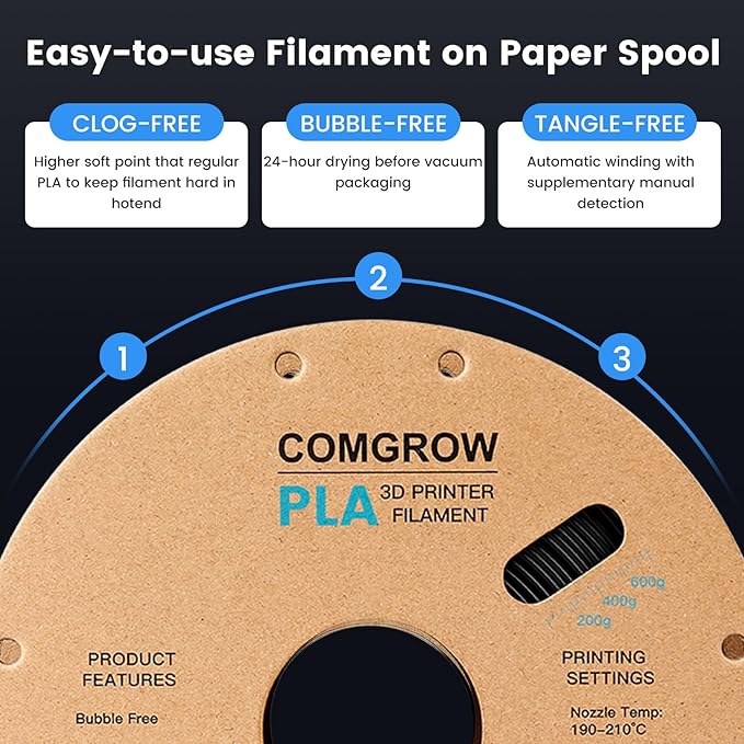 Comgrow PLA 3D Printer Filament, 3D Printer PLA Filament 1.75mm, Dimensional - Image 5