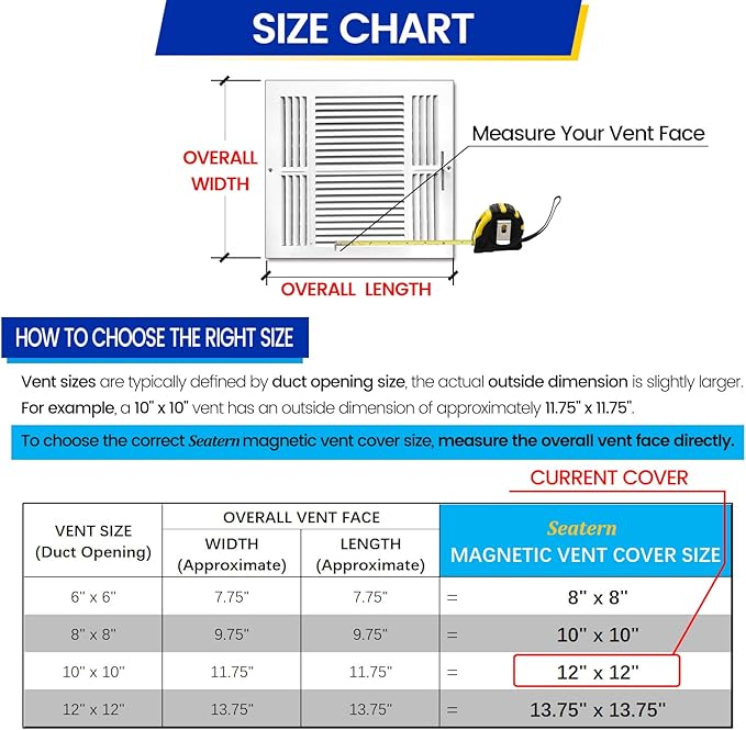 Square Magnetic Vent Covers, Extra Strong Magnets, Fits Steel Vents Only - Image 6