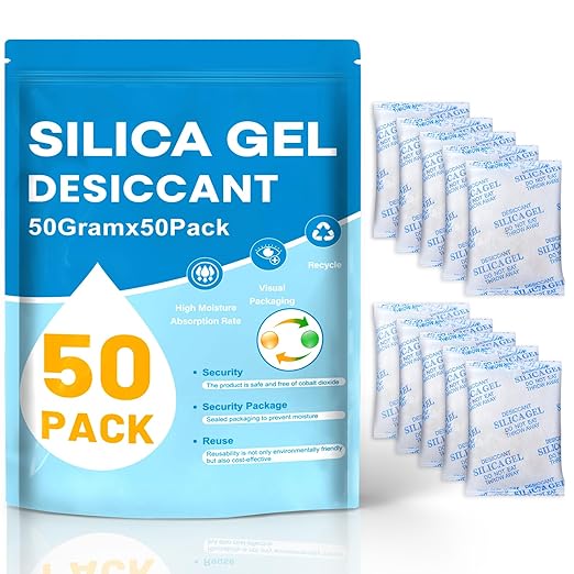 VOISEN 50 Gram 50 Pcs Color-Indicating Silica Gel Packets, Premium Food Grade by VOISEN