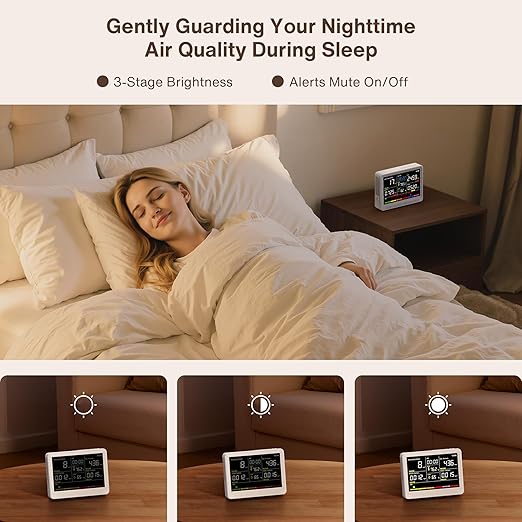 16 in 1 Air Quality Monitor Indoor 10h Battery & 5.5" Display 9 AQI+7 AQI Alerts - Image 8
