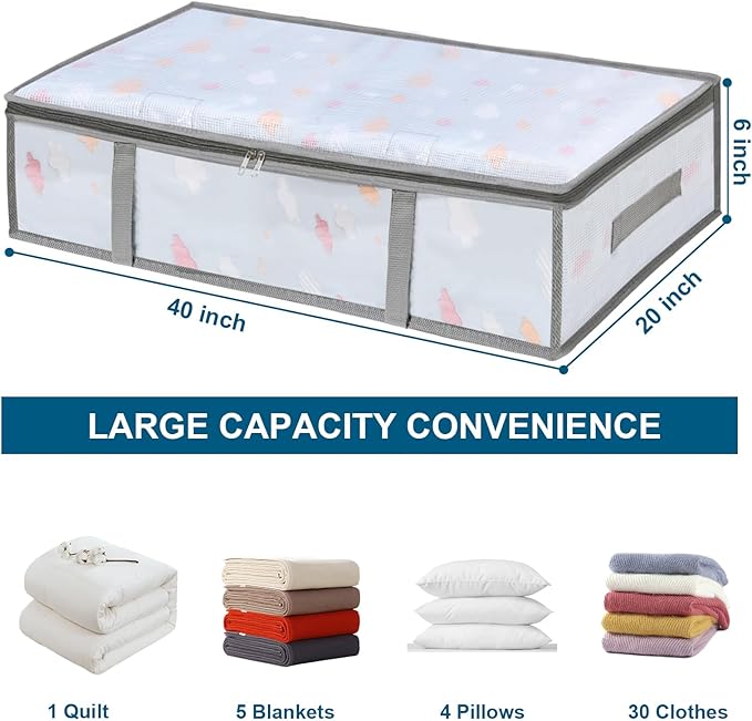 2 Pack Under Bed Storage Containers Bins, Humid-Proof Plastic Underbed Storage - Image 2