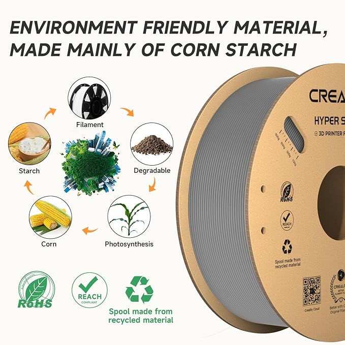 Creality Hyper PLA Filament 1.75mm Grey & Grey 2KG, 30-600mm/s Rapid High Speed - Image 7