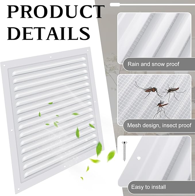 2 Pcs 12" x 12" Gable Vent Shed Attic Vent - Image 4