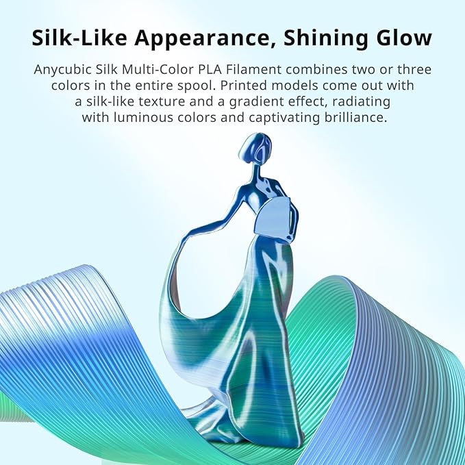 ANYCUBIC Silk Dual Color Pla Filament, 2-in-1 Chrome Coextrusion Color Change - Image 2