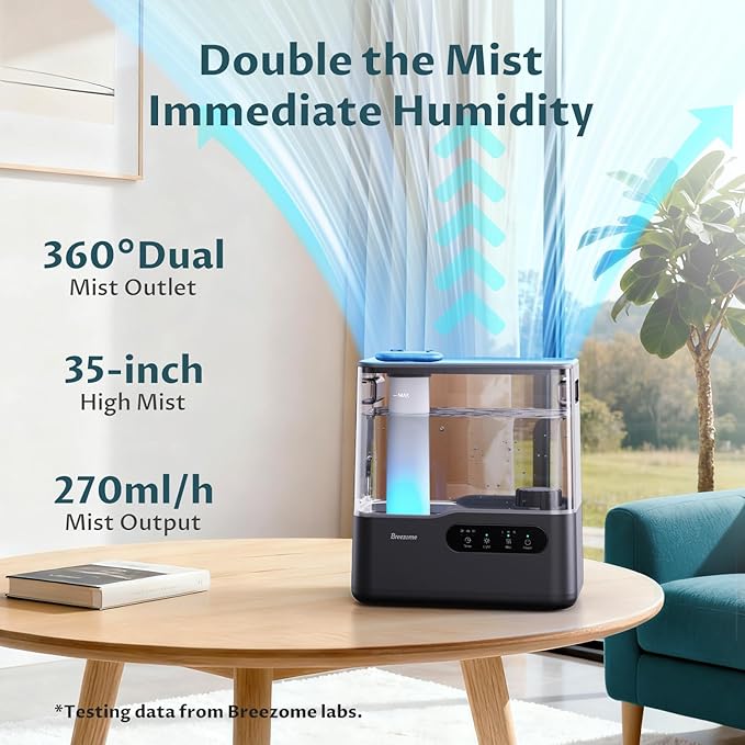 BREEZOME 5L Humidifiers for Bedroom Large Room, 36H Top Fill Cool Mist - Image 2