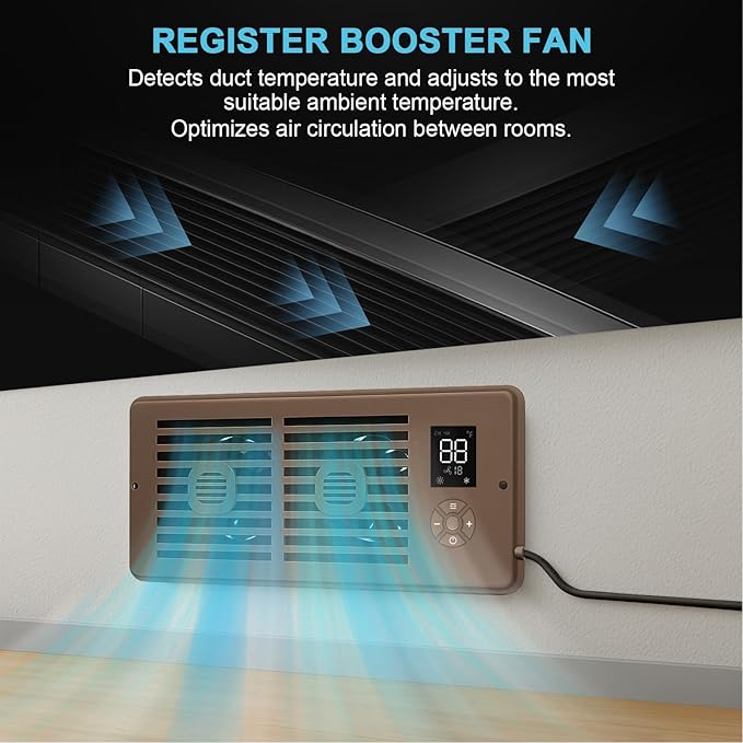 Register Booster Fan for 4" x 12" Vents Only, 10 Speeds to Control Cool and - Image 2