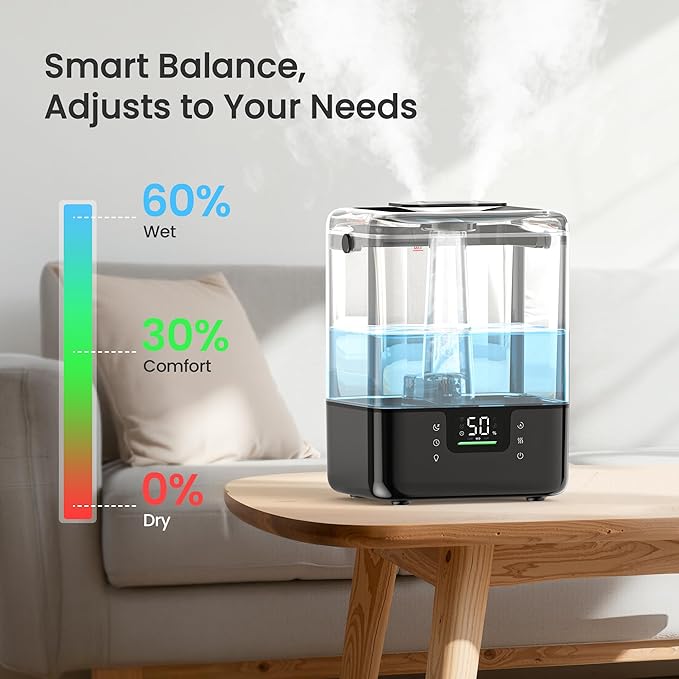 Smart Humidifiers for Bedroom Home, 6L Cool Mist Top Fill Humidifier Large Room - Image 6