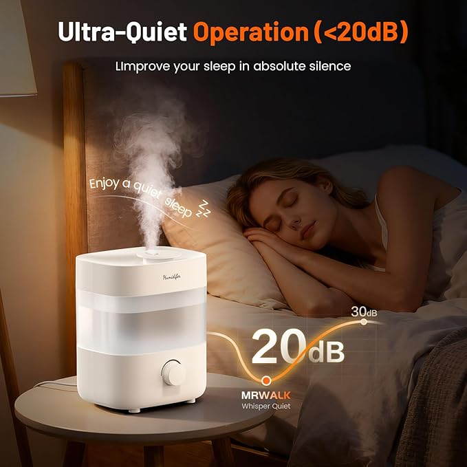 Humidifiers for Bedroom, 2L Tank for 15H, 20dB Quiet Mist Time, Dual Nozzles - Image 2