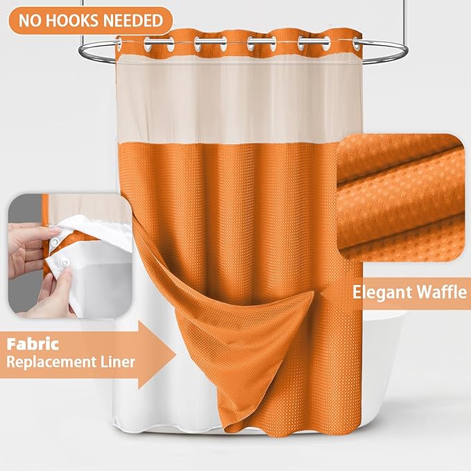 No Hook Shower Curtain and Liner Set - Image 3