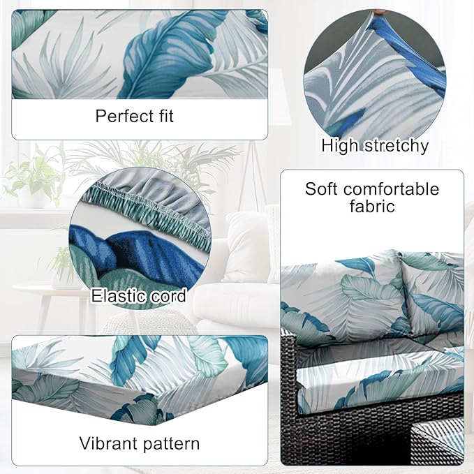 8Pcs Stretch Patio Cushion Covers Outdoor Couch Cover Replacement, Outdoor Sofa - Image 3