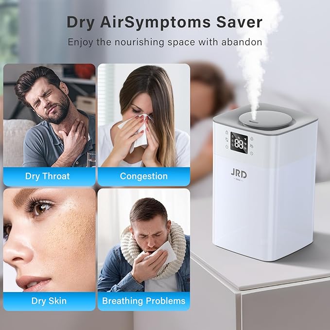 JRD 4L Humidifiers for Bedroom, Cool Mist Humidifier for Large Room, 40H Runtime - Image 3