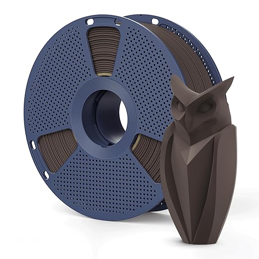 Real Wood Fiber PLA Filament 1.75mm Dark Brown Color, Natural Matte Texture by YOOPAI