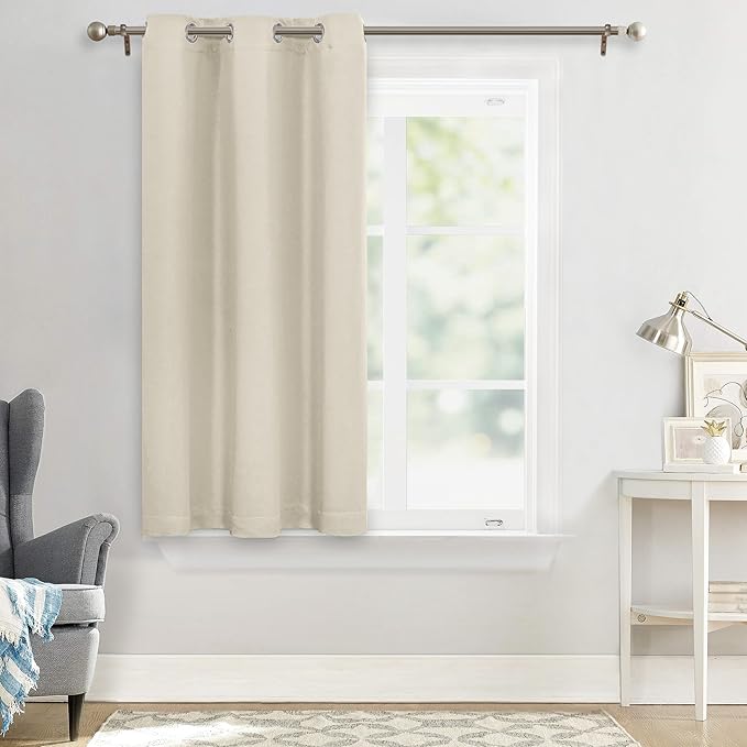 MYSKY HOME Beige Curtains for Kids Room 54 Inch Blackout Curtains for Boys - Image 8