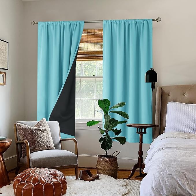 BGment 100% Blackout Curtains for Bedroom 63 Inch Length, Full Room Darkening - Image 2