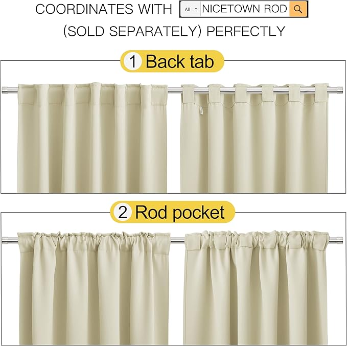NICETOWN Living Room Room Darkening Curtains, Soft and Smooth Fabric Draperies - Image 3