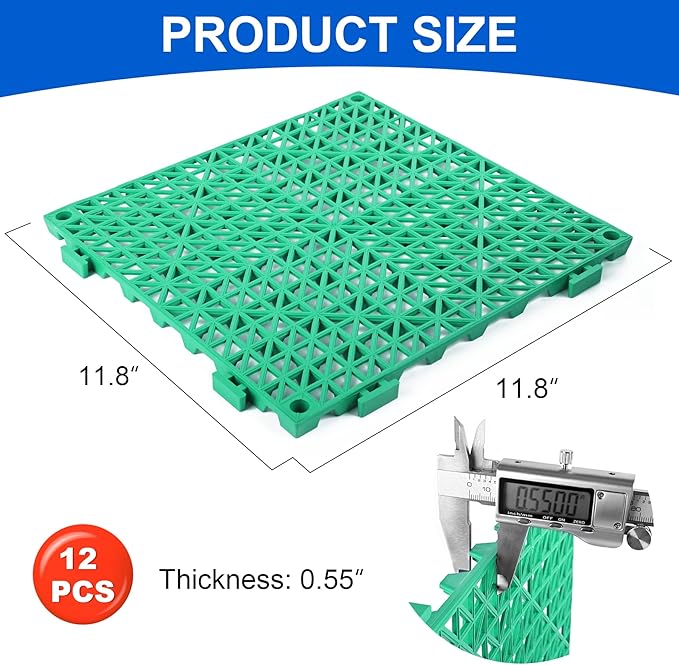 MYFAMIREA Modular Interlocking Cushion 12 Pack 11.8" x 11.8" Rubber Floor Tiles - Image 2