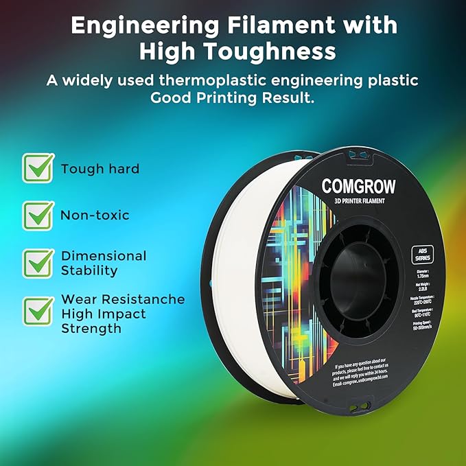 Comgrow ABS 3D Printer Filament, Heat Resistant, 1.75mm Diameter, 1lb Weight - Image 2