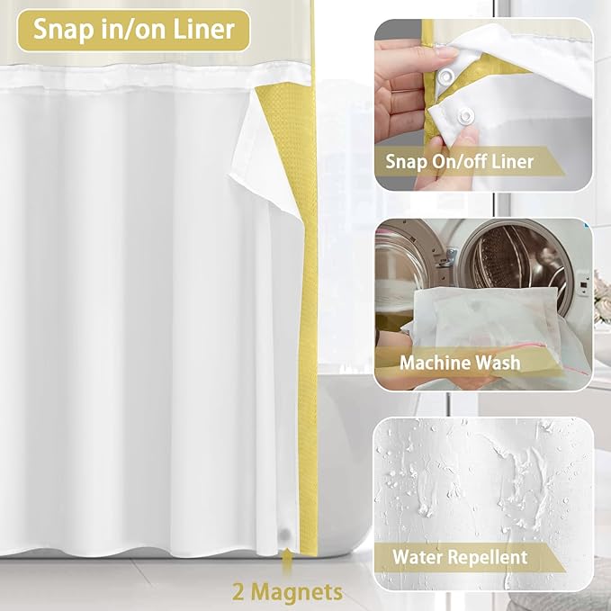 No Hook Shower Curtain and Liner Set - Image 4