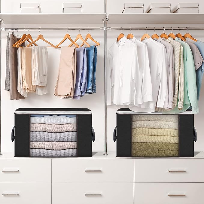 Large Storage Bags, 8 Pack Clothes Storage Bins Foldable Closet Organizers - Image 6