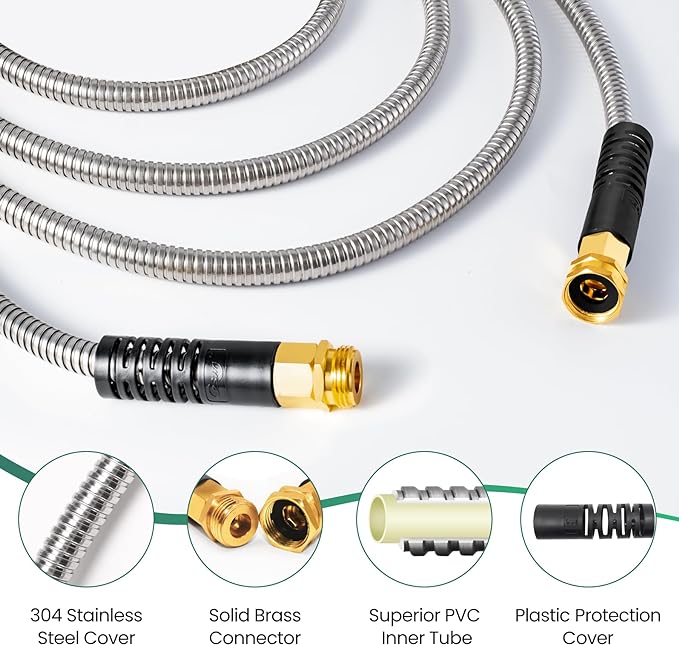Cesun Short Garden Hose 3 feet, Metal Leader Water Hose, Heavy Duty and - Image 2