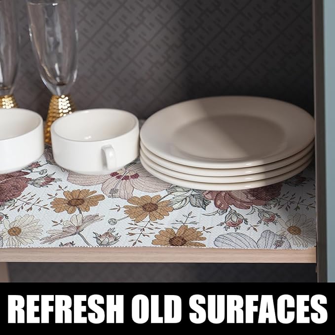 Floral Drawer Shelf Liners, 24IN x 10FT Non Adhesive and Strong Non-Slip - Image 5
