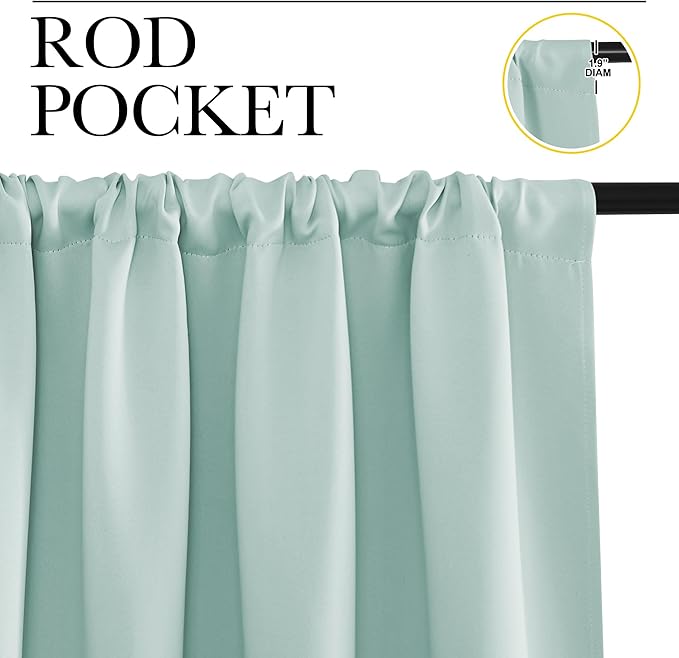 NICETOWN Living Room Curtains, Aqua Blue, 1 Pair, 70 x 84-inch, Home - Image 2