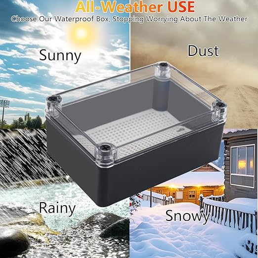 Junction Box, IP67 Waterproof ABS Black Project Box Clear Cover - Image 6