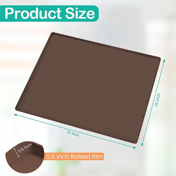 Waterproof Under Sink Mat 31" x 22", Silicone Cabinet Liner, Rubber Protector - Image 2