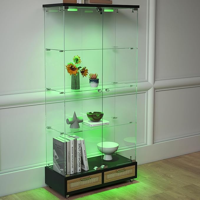 Yoluckea 4 Tier Glass Display Cabinet - Image 9