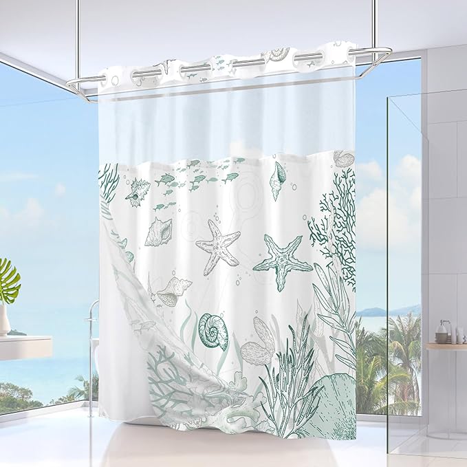 Extra Long No Hook Shower Curtain - Image 2