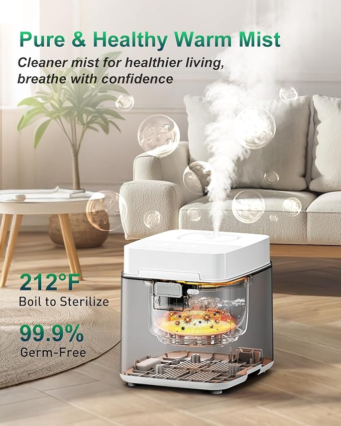 Mifasol Stainless Steel Humidifier, 3.3L/0.87Gal Steam Humidifier Large Room up - Image 2