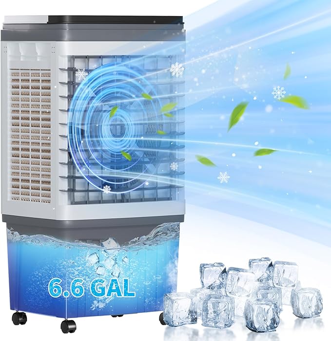 TABU 2354CFM 3-in-1 Evaporative Air Cooler, 6.6-Gal Water Tank Portable Swamp by TABU