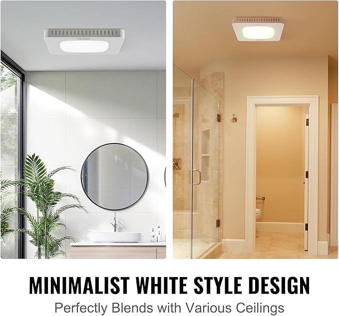 VEVOR Bathroom Exhaust Fan, 80 CFM High-Efficiency Ventilation, 1.5sones Low - Image 3
