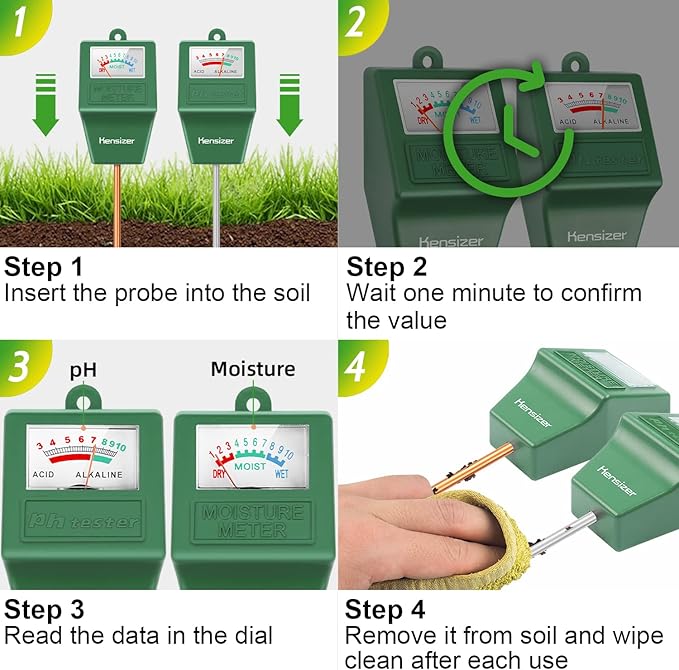 Kensizer Soil Tester, Soil Moisture/pH Meter, Gardening Farm Lawn Test Kit Tool - Image 5