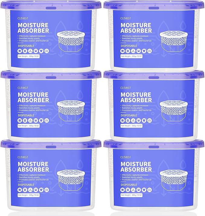 CLEVAST Moisture Absorber Boxes 6 Pack, 10 Oz Dehumidifier by CLEVAST