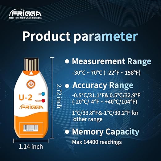 Frigga 2Pack USB Temperature Data Logger Single Use Temperature Recorder 100 - Image 3