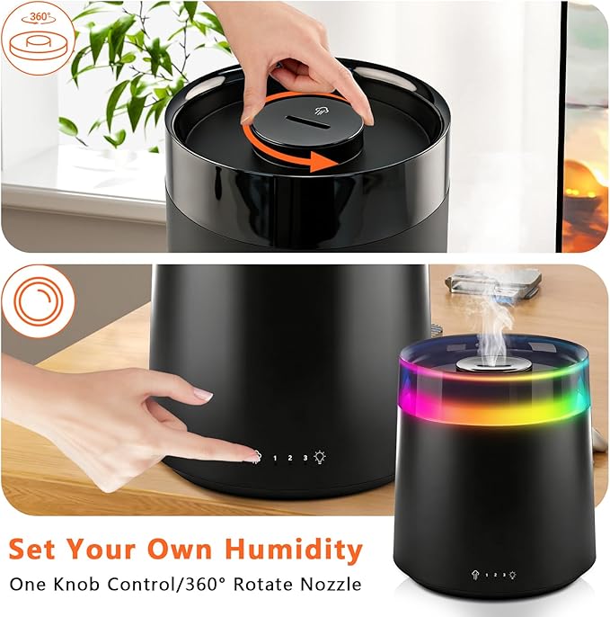 Humidifiers for Bedroom Home, 3L Top Fill Cool Mist Humidifier for Baby Nursery - Image 6