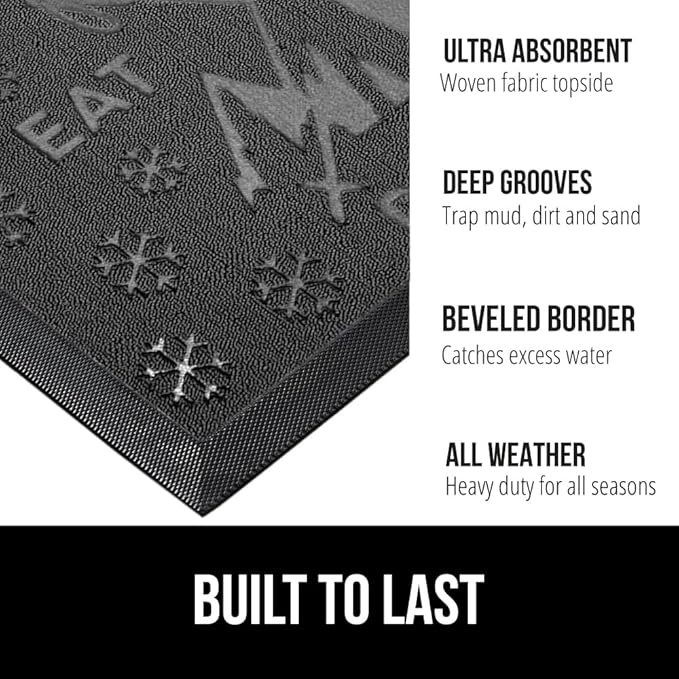 GORILLA GRIP 100% Waterproof All-Season WeatherMax Doormat, US Designed Natural - Image 2