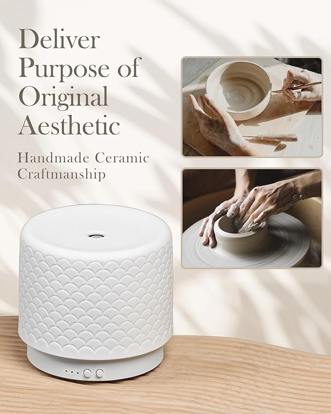 Essential Oil Diffuser, 280ml Ceramic Aromatherapy Diffuser - Image 4