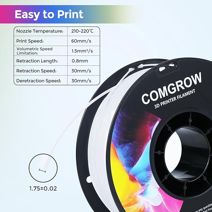 Comgrow TPU Filament 1.75, 3D Printing Filament, 95A Soft, +/- 0.02mm Accuracy - Image 2
