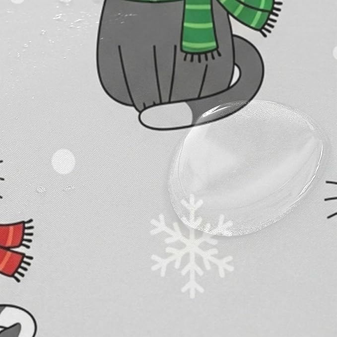 Christmas Cats Gray Shower Curtain Liner 72×72 inch - Image 4