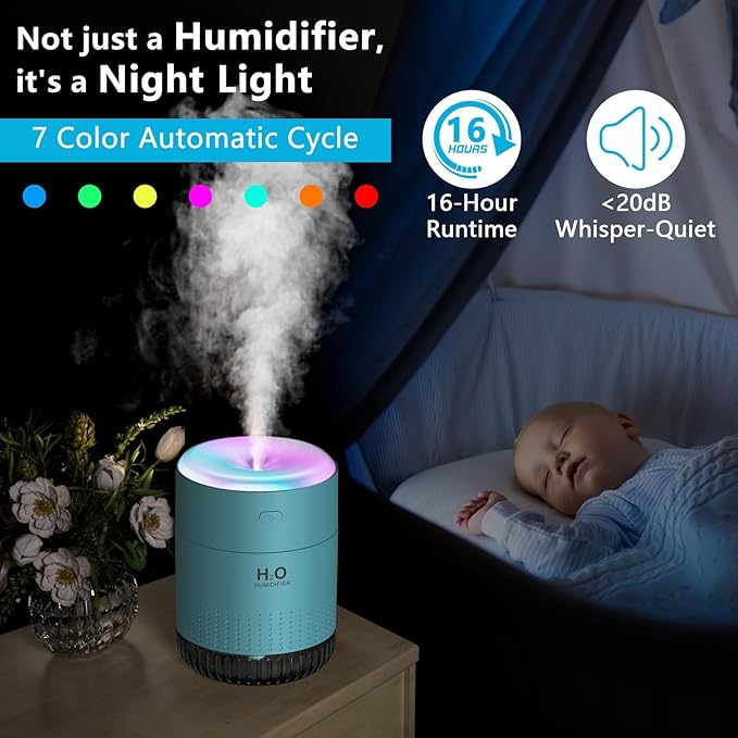 Colorful Mini Humidifier, USB Rechargeable Humidifier, small humidifier - Image 3