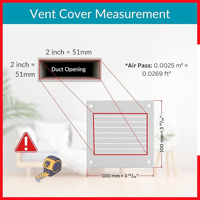 2x2 Vent Cover - White HVAC Return Air Grille - Image 6