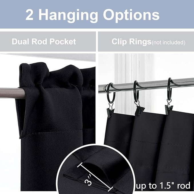 Chyhomenyc Short Black Out Curtains 30 Inch Length, Small Blackout Curtain Rod - Image 5