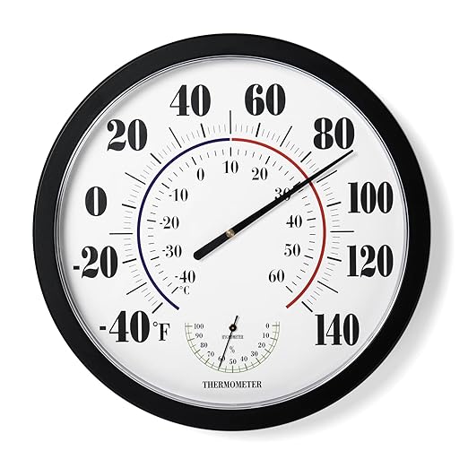 Indoor Outdoor Thermometer Wall Large Numbers Thermometer No Battery 10" by LUBYBG