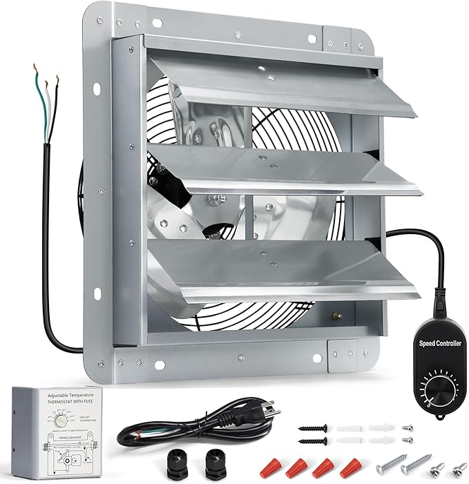 14 Inch Shutter Exhaust Fan, High Power Wall Mount Attic Fan by Hipoilk