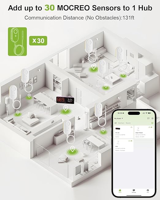 MOCREO WiFi Refrigerator Thermometer, Remote Email & App Alert, 2 Years Data - Image 6